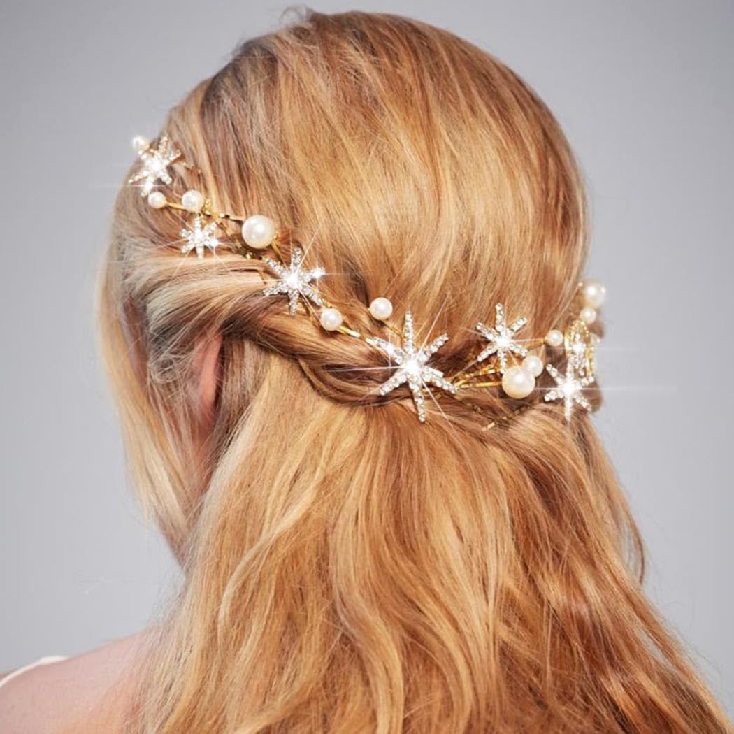 Amazon.com : BARTOSI Star Hair Clips Gold Rhinestone Hair  display picture 3