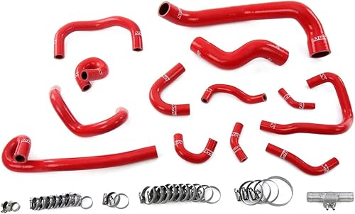 Radiador de silicona roja + calentador + kit de manguera auxiliar compatible con Nissan Skyline GTR R33 RB26DETT Twin Turbo 1995-1998, 57-2135-RED disponible en Yaxa Costa Rica