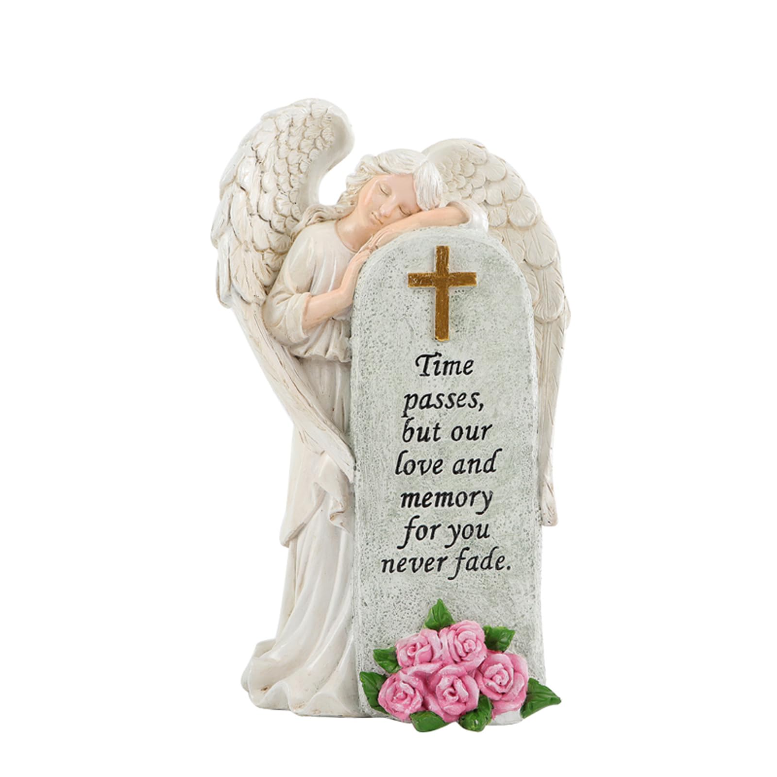 Msioytog Natural Memorial Garden Sculpture Religious Link Monument with Detailed Patron Carving Stable Resin Artwork Link Monument Patron Statue Resin Garden Cemetery