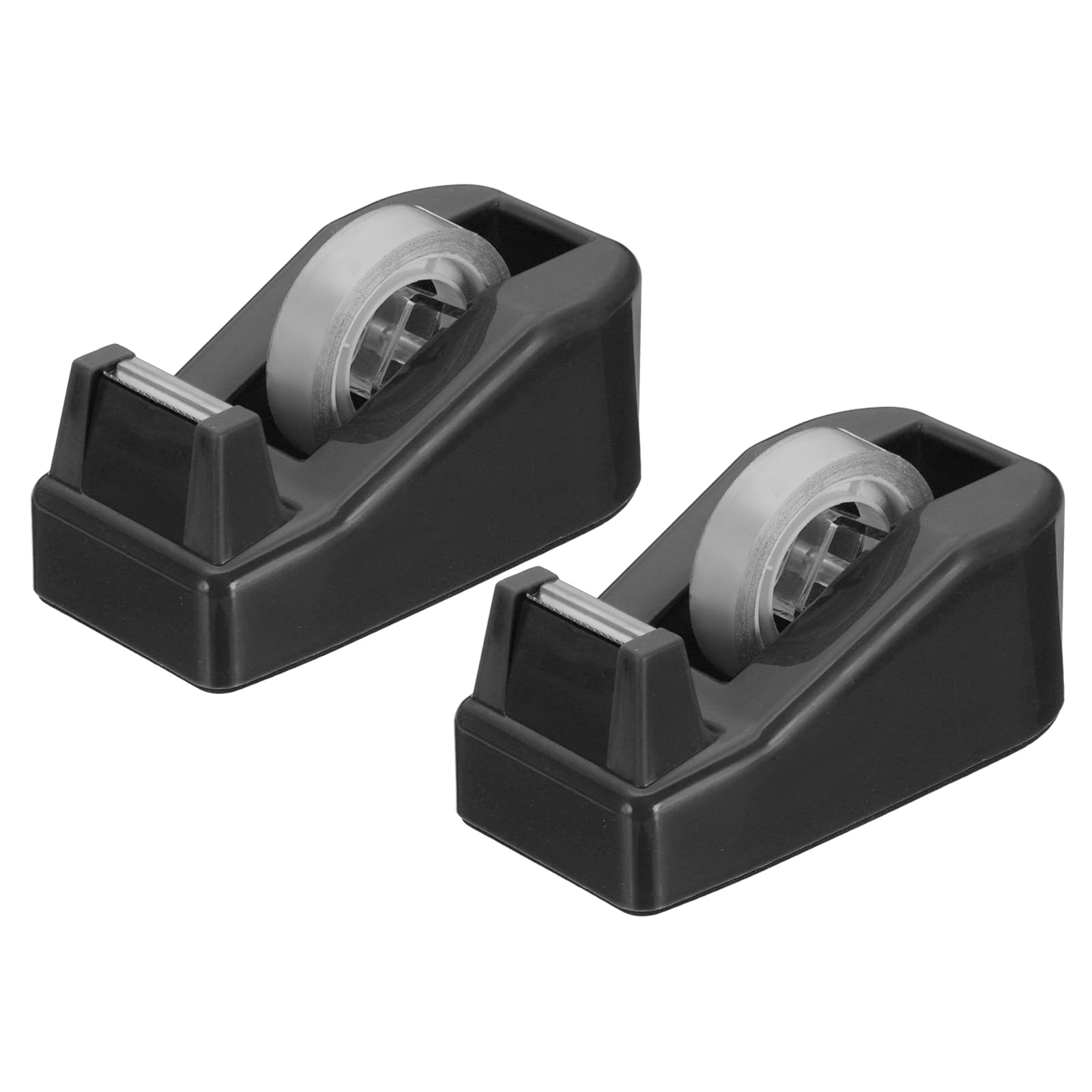 PATIKIL 2pcs Tape Dispenser Desk, Small Tape Dispenser Cute Desktop Dispenser Holder for Tape Office Desktop, Black
