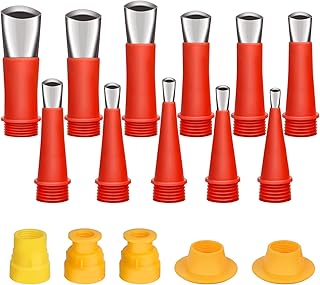 Stainless Steel Caulking Nozzle Set, 18Pcs Upgraded Caulking Finisher Tool, Reusable Caulking Nozzle, Spiral Caulking Finisher Nozzle with 5 Connection Bases For Kitchen Bathroom Brick Joint