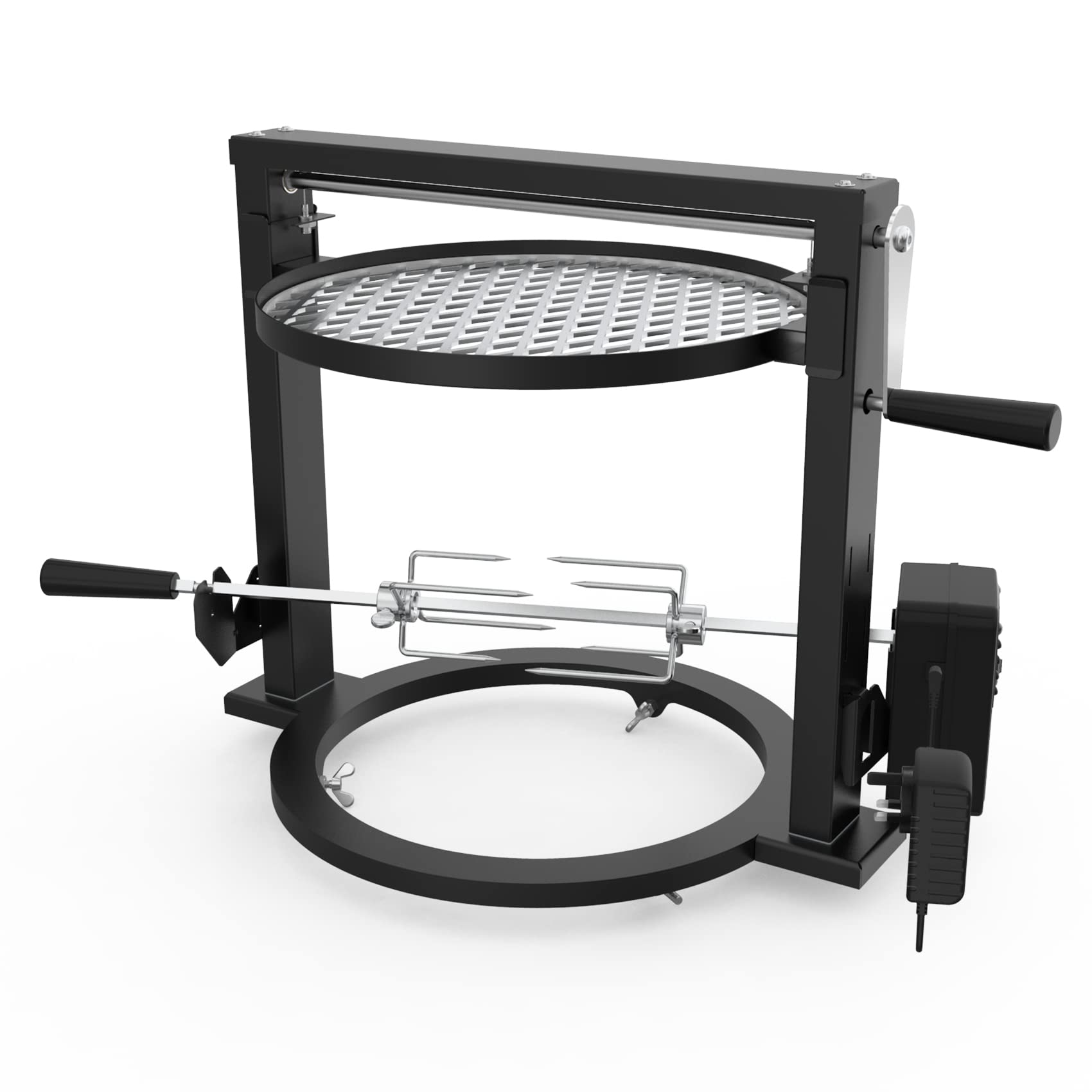 onlyfire Santa Maria Style Grill Rotisserie System Compatible for Solo Stove 15 inch Smokeless Firepit, With Motor, 2 Rotisserie Meat Forks and Adjustable Grill