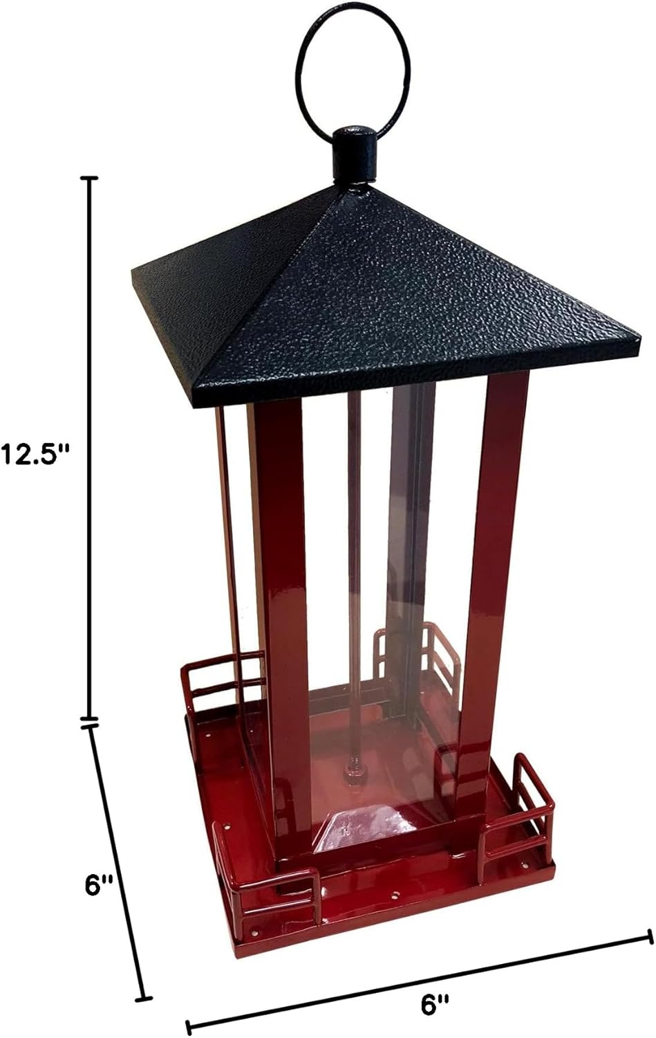 RED Metal Black ROOF Bird Feeder