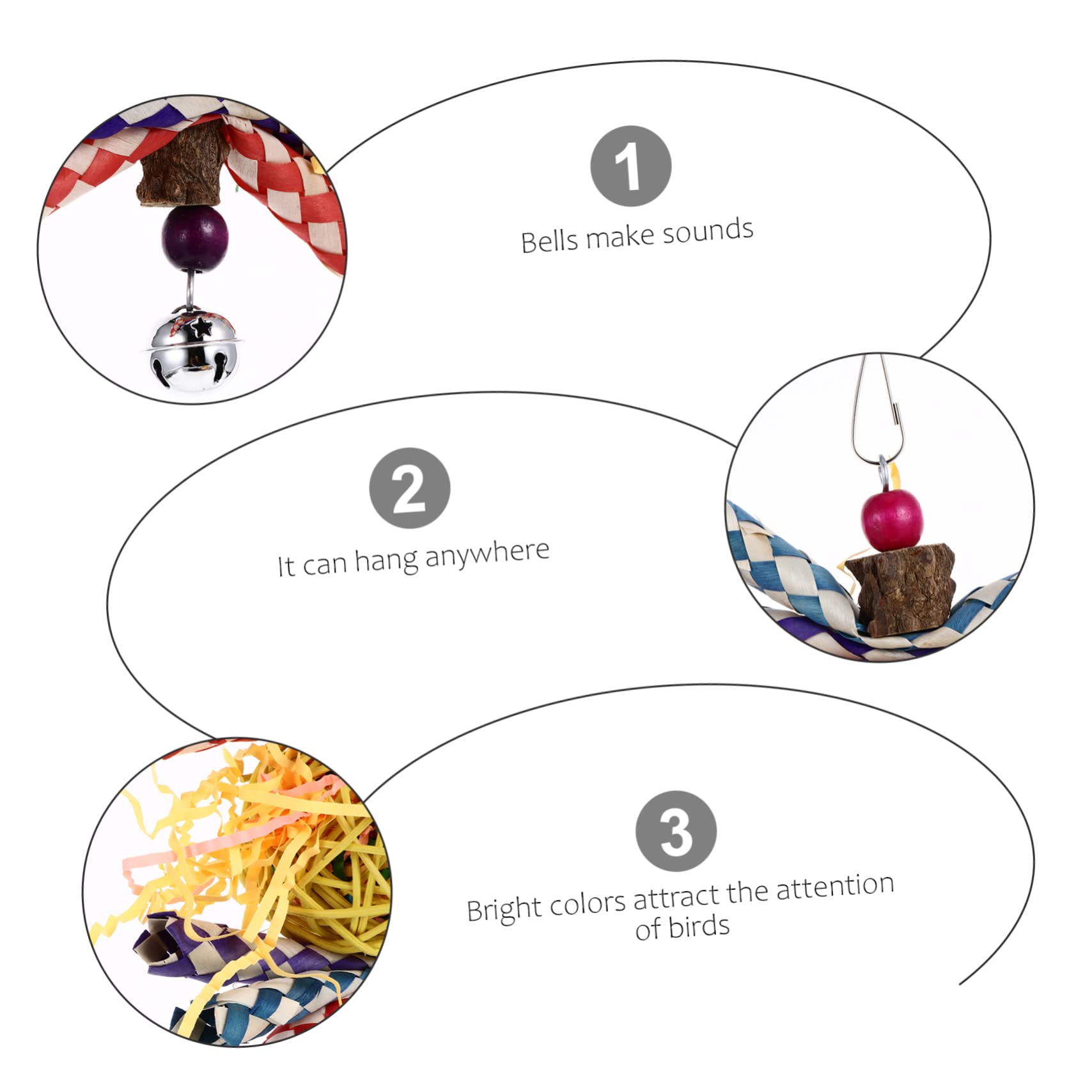 POPETPOP Ensemble De 3 Jouets À Mâcher pour Perroquets Perruches Grises du Gabon Petits Et Moyens Perroquets Jouets À Mâcher pour Oiseaux Robustes Et Colorés