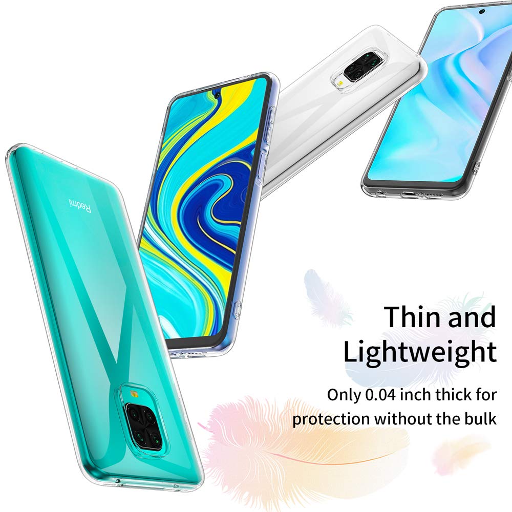 Garegce Cover per Redmi Note 9S/ Note 9 Pro +[2× Pellicola Protettiva in Vetro Temperato], Custodia in Trasparente Silicone TPU Morbido Antiurto per Redmi Note 9S/ 9 Pro da 6,67 Pollici-Trasparente