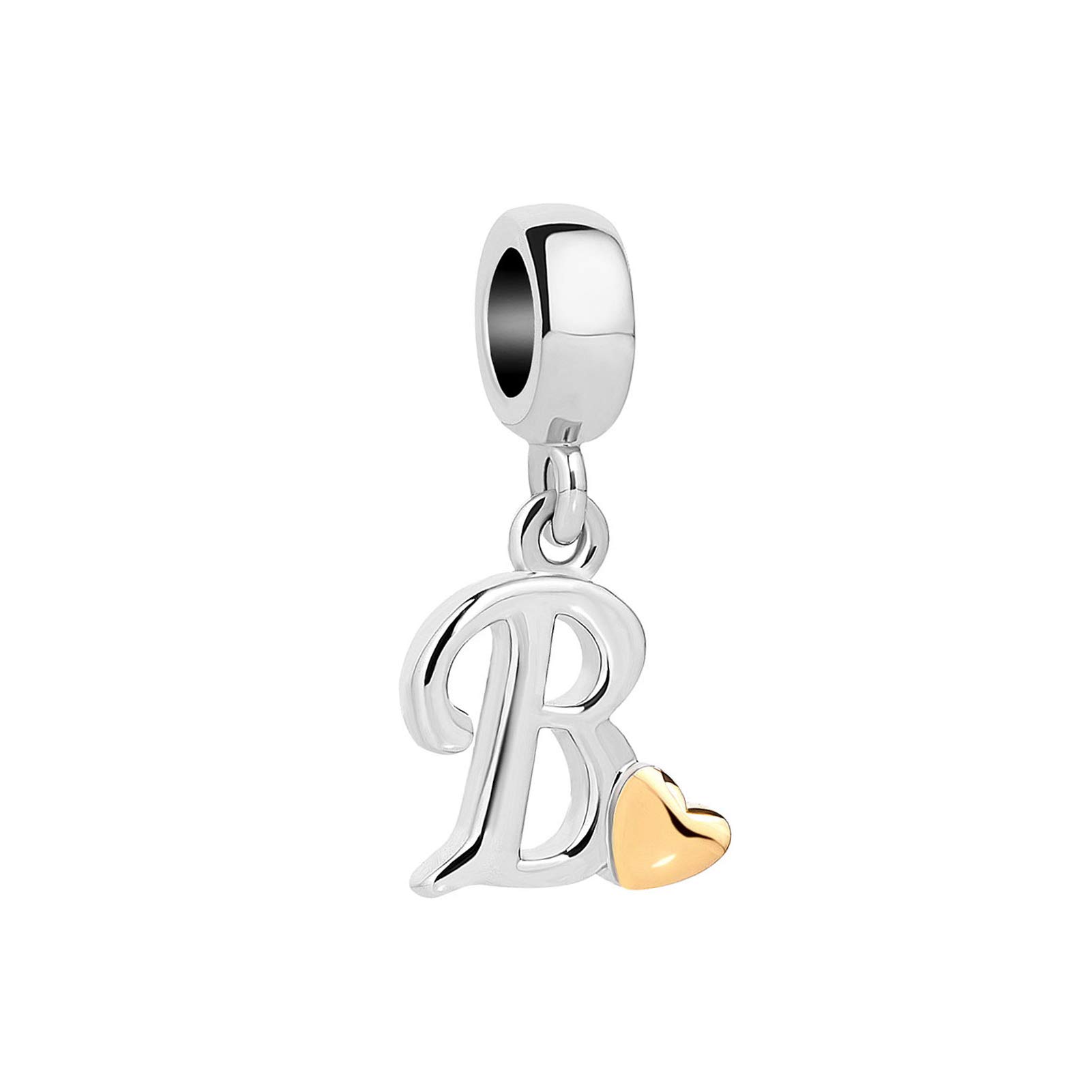 MiniJewelry A-Z Initial Letter Charms fit Pandora Moments Bracelets Love Gold Heart Name Alphabet Birthday Friendship Christmas Family Women Girls