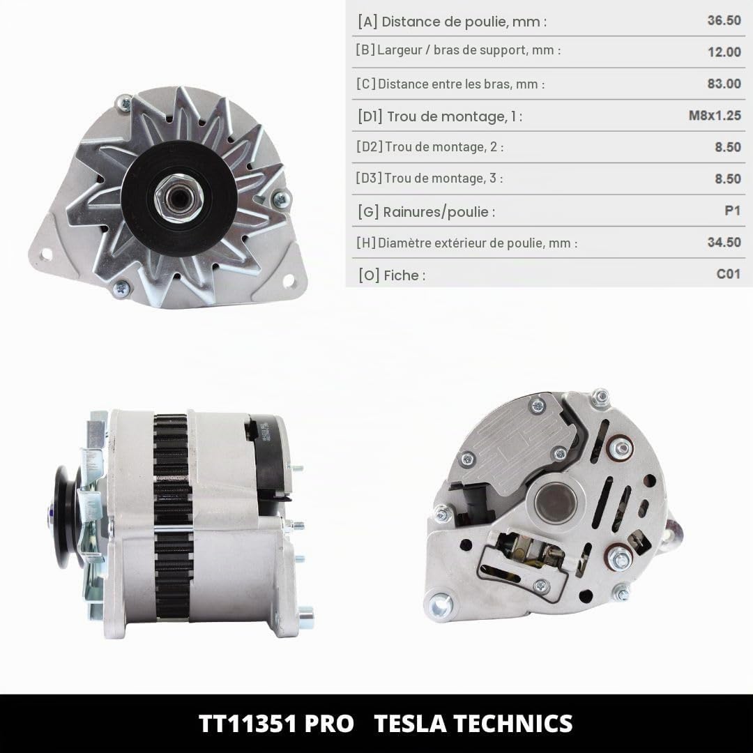 TT11351 PRO Alternateur de voiture 12V, 55 A. Compatible avec FORD, JCB, MASSEY FERGUSON, MG, ROVER, VALTRA. Excellent relation qualité-prix. Installation facile et garantie.