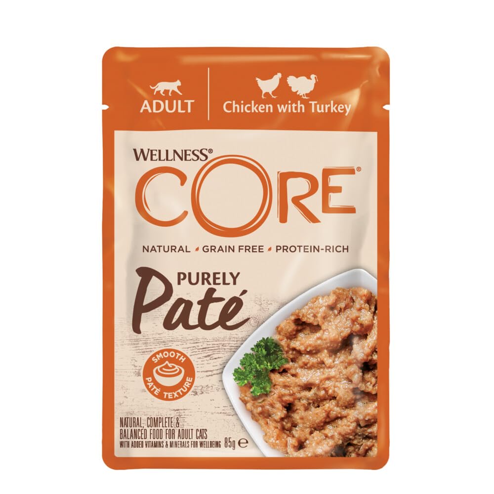 Wellness Core, Wet Cat Food, Chicken and Turkey Pat, Rich in Protein, No Additives, Ideal Serving 0.1 kg, Cream, For All Breeds