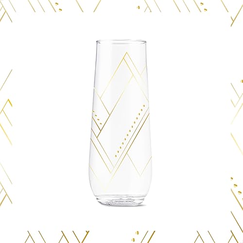 Miniatura 2 de TOSSWARE POP - Juego de 6 copas de champán con estampado de flauta lineal de 9 onzas, calidad premium, reciclables, irrompibles y de plástico