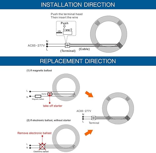 Miniatura 7 de Bombilla circular LED T9, luz circular LED de 8 pulgadas, 1600 lm, cubierta transparente de 13 W, 4000 K, repuesto blanco suave para bombilla