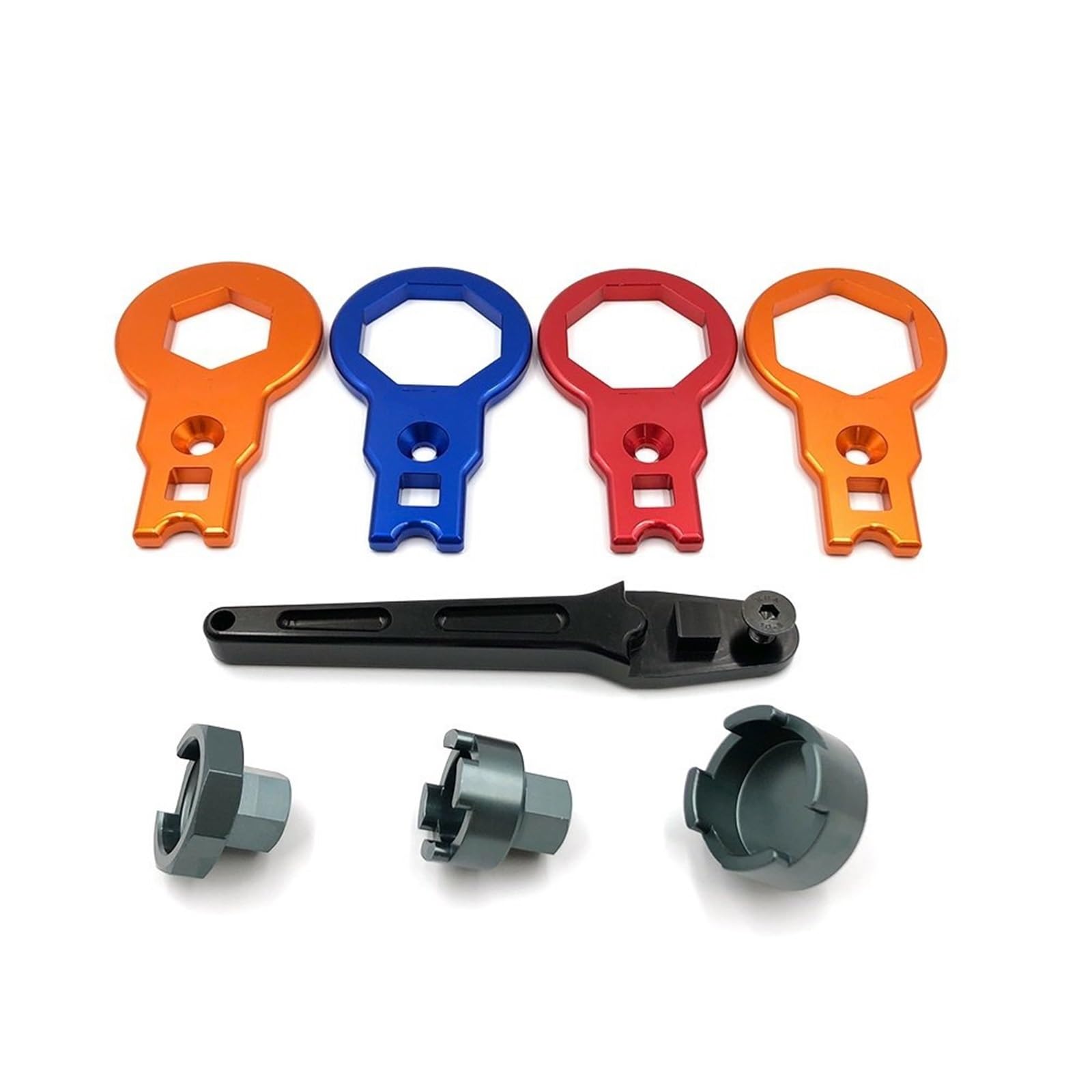 AWEUDNHI Flywheel Puller Motorcycle Fork Cap Wrench and Sleeve Fit for KYB SHOWA WP Front Shock Absorber Removal Repair Tool 50/49/35mm Spanner Clutch Hub Basket Holder(1 Kit)