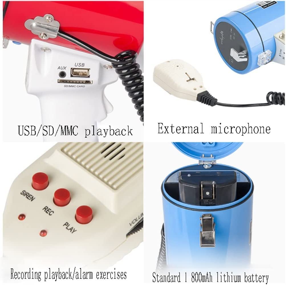 Interesante Altavoz Megáfonos duraderos con micrófono Desmontable, Altavoz de 50 W, Recargable, portátil, Amplificador de Voz, megáfonos lig