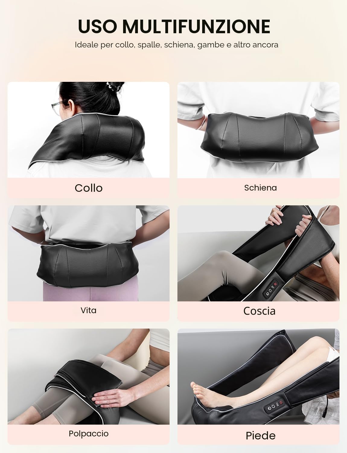 Massaggiatore Cervicale Collo Spalle e Schiena, Shiatsu Massaggiatore Schiena e Collo con Calore, Regalo per Donne/Uomini/Papà/Mamma
