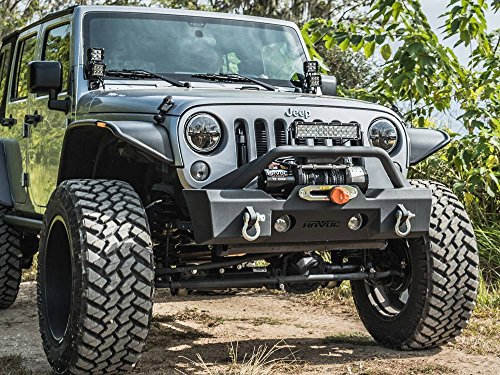 Havoc Offroad (fits) 2007-2018 Jeep Wrangler JK Front Stubby Bumpers (Metal Masher w Bull Bar)