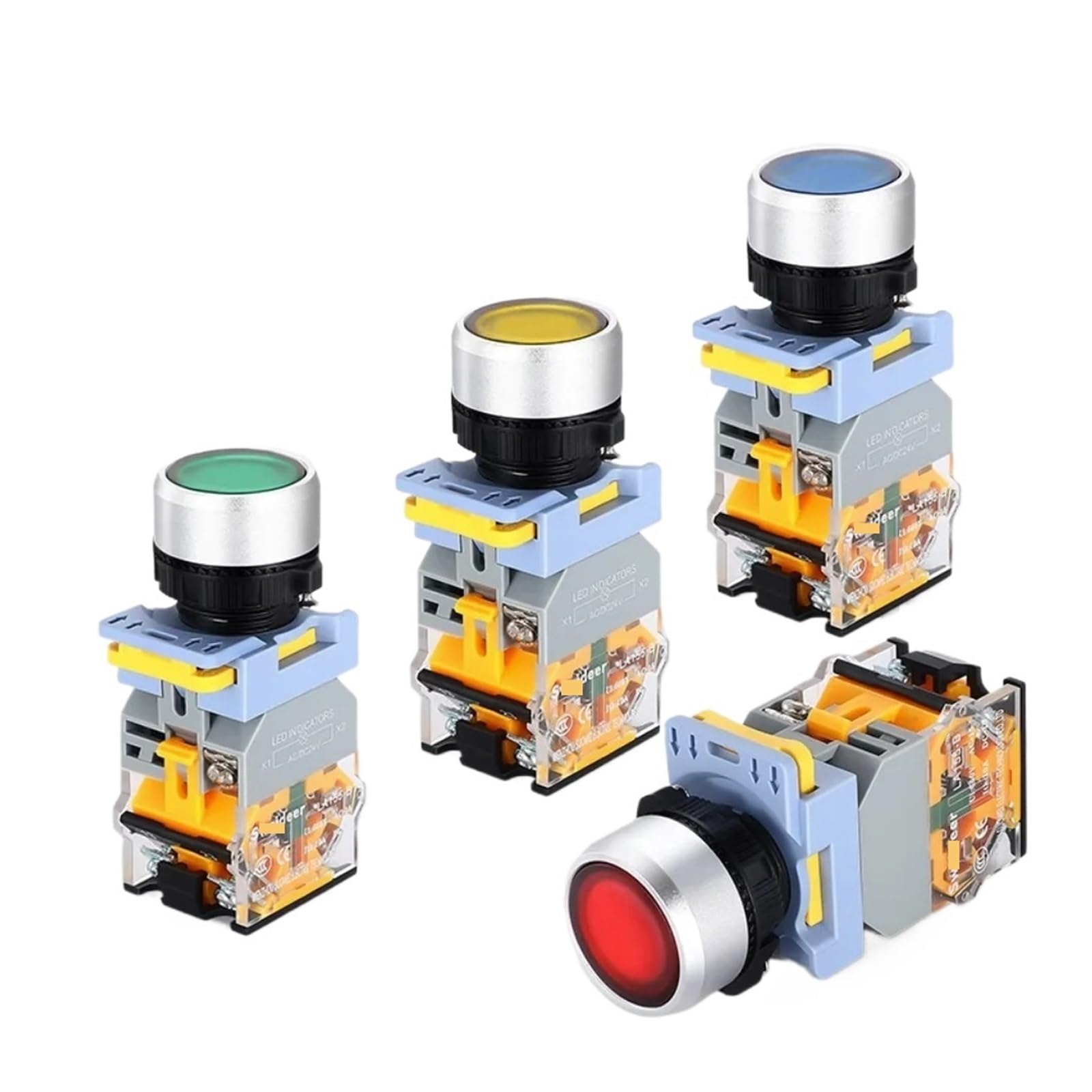 Interrupteur bouton 22mm jaune fixe 220V 10A etanche - 3