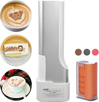 Handheld Edible Printer Inkjet Coffee Latte Printer Latte Art Printer Food Printer Coffee Printer Printer Macaron Cookie DIY Design for Restaurant Bakery Cafe Coffee Food Printer
