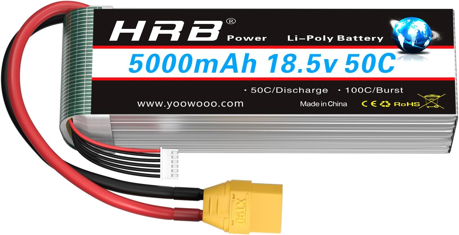 HRB 5S 18.5V 5000mAh 50-100C RC Lipo Battery XT90 Plug Compatible with RC Helicopter Airplane Car Boat Truck