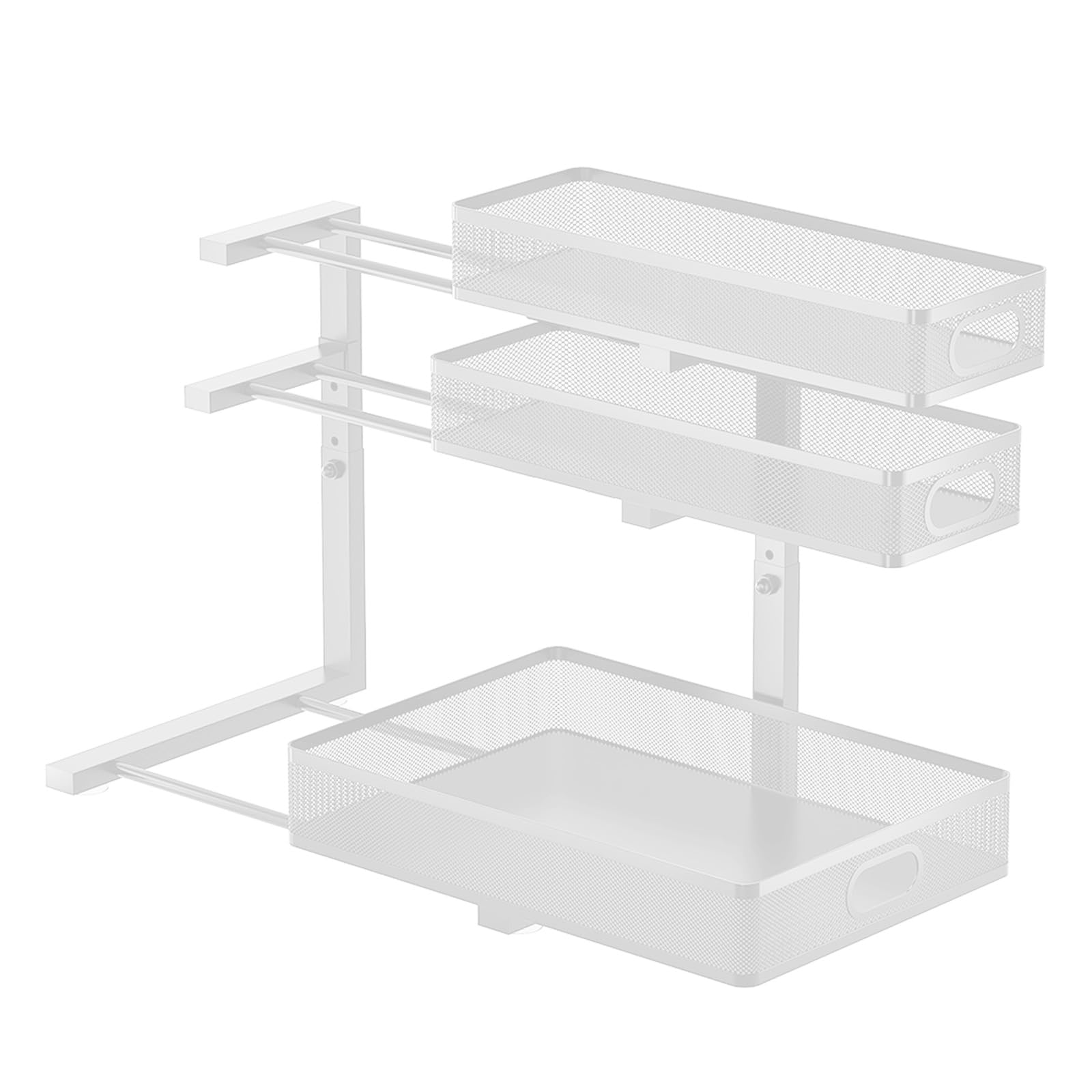 Piceioep Strong Metal Sink Area Storage Unit with 5 Position Settings and Smooth Gliding Trays for Easy Access Space Saving Shelf