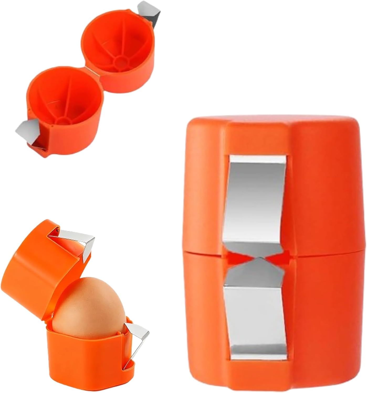 2026 Upgraded Egg Shell Opener, Stainless Steel Egg Cutter Tool, Easily Open Hard Boiled Eggs, Kitchen & Home Cooking Gadget (Orange)