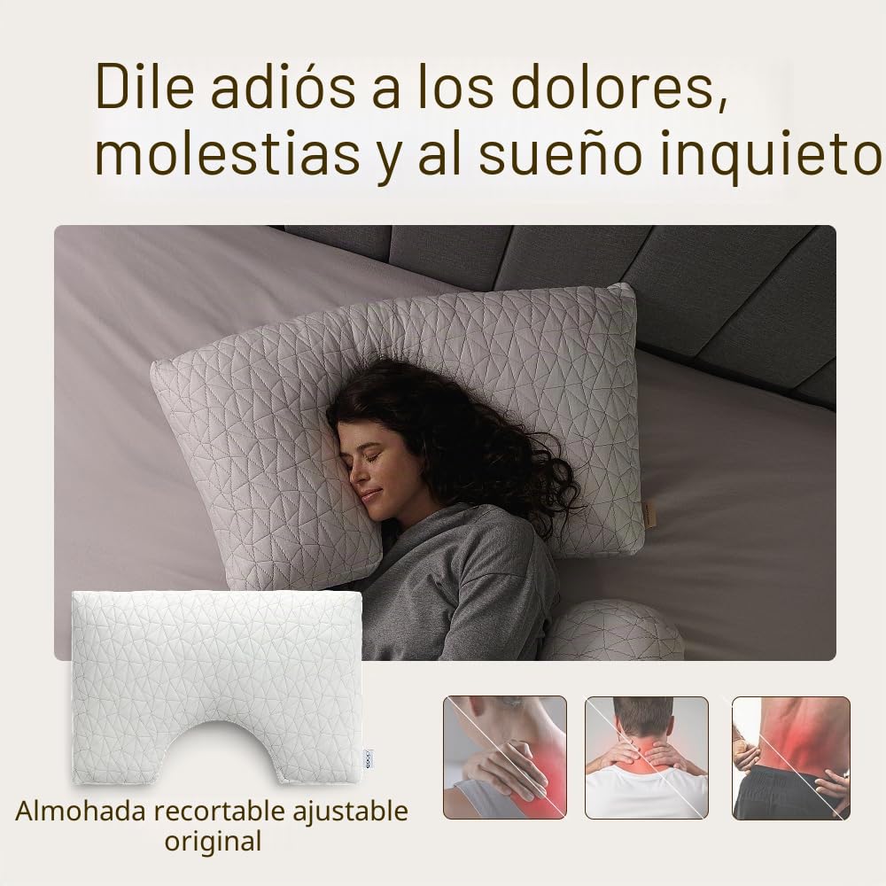 Coop Home Goods Almohada Ajustable Original Recortada, Almohadas de Cama tamaño Queen para Apoyo del Cuello y la Cabeza, Almohadas de Espuma viscoelástica, firmeza Media para Dormir de Lado