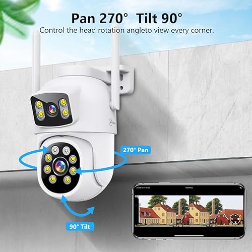 Miniatura 2 de MOVOLS Sistema de cámara de seguridad inalámbrica 5G/2.4G WiFi 4 piezas 4MP+4MP Sistema de cámara de lente dual, sistema de cámaras domo PTZ HD 2K