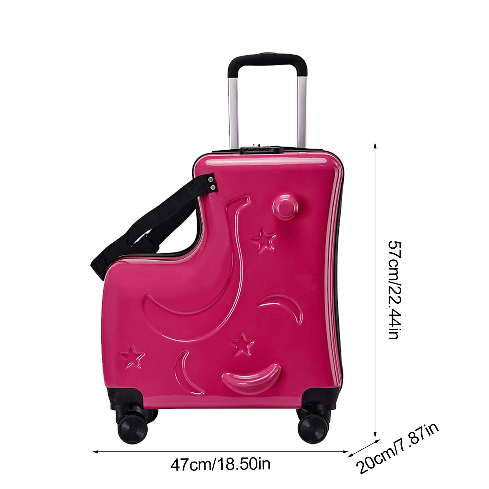 Kinder Aufsitzkoffer Trolley Koffer mit Sicherheitsgurten, Lenker und | Kinder Reisekoffer zum Fahren 3-stelliges Zahlenschloss, Leise 360-Grad-Rollen, Reisen, Einkaufen, Flughafen-Ausflug