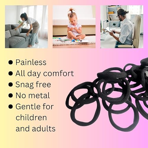 Miniatura 7 de XOEXCHANGE - 50 ligas elásticas para el cabello sin costuras, sin daño, bandas para el cabello para mujeres, hombres, niñas, niños, unisex, para