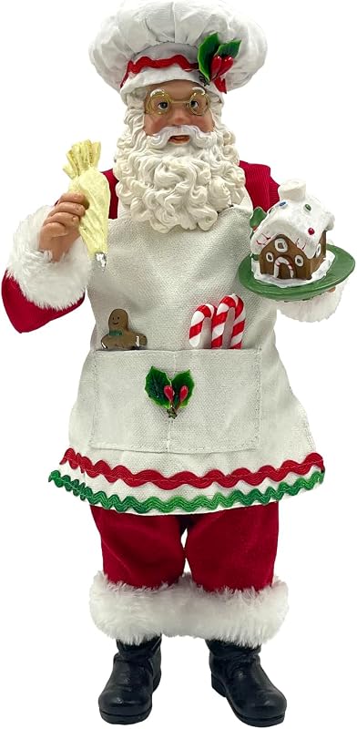 Chef de cocina de 11 pulgadas con estatua de casa de jengibre | Decoración navideña, Adorno, Regalo de Navidad, Estatuilla