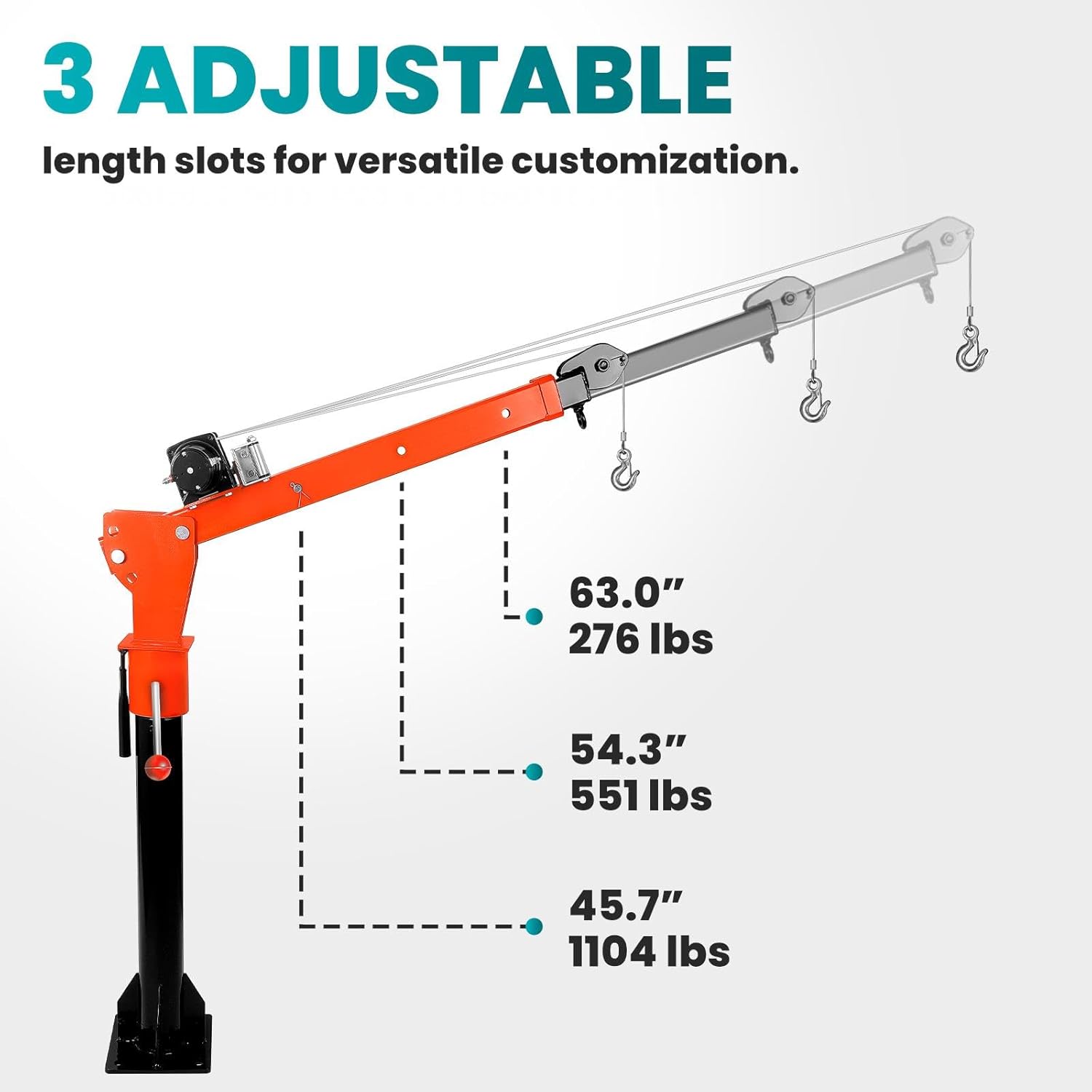 Electric Pickup Truck Crane, 3500LBS Winch Truck-Mounted Crane with 1100Lbs Load, 3 Adjustable Level Jib Cranes with Wired Remote for Workshops,Construction
