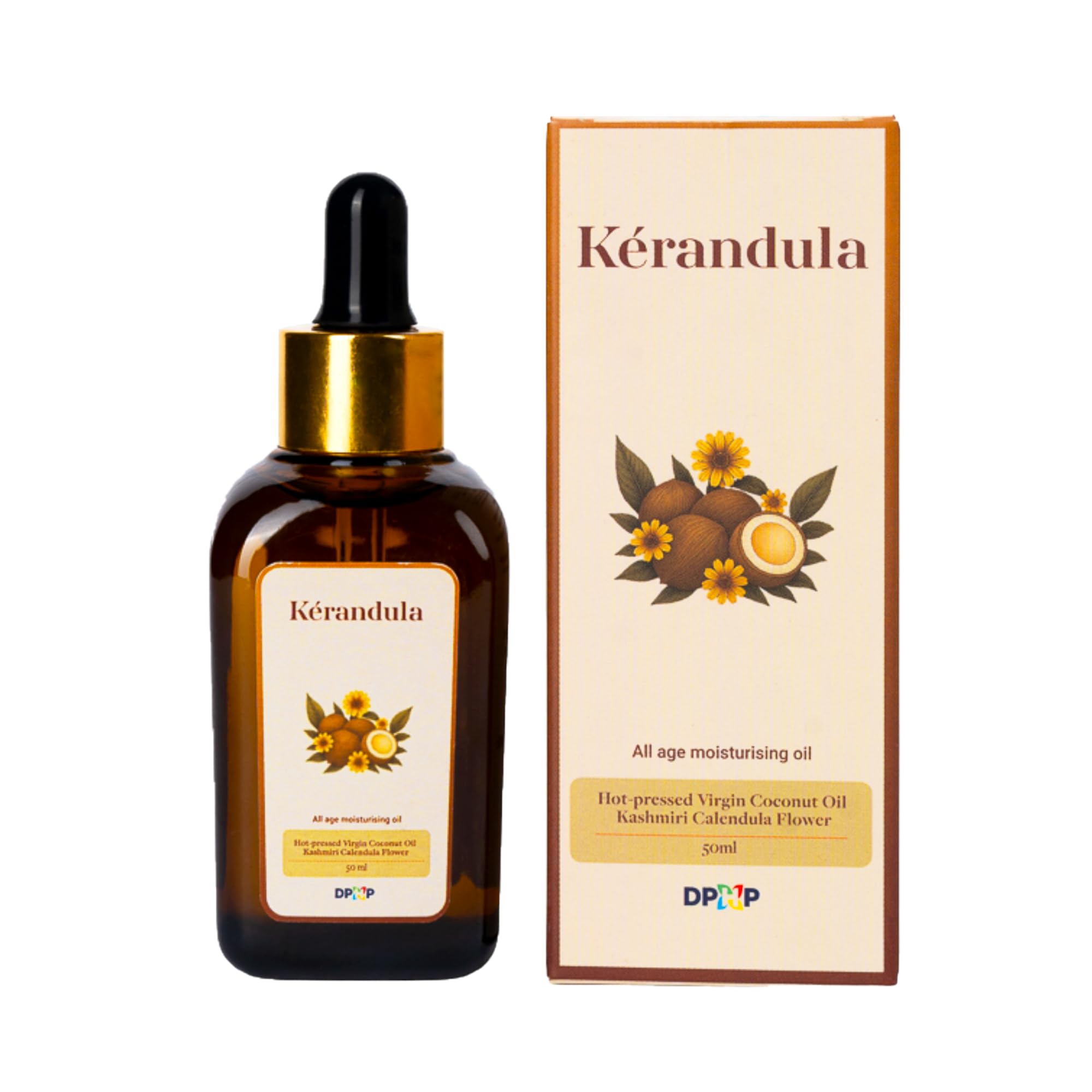 DPHP Wellness Kerandula Baby Oil – Hot Processed Coconut & Calendula Oil for Moisturizing & Skin Protection (50 ml)