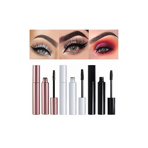 Outfmvch Maquillaje de ojos grandes Rímel de seda Delgado Curling grueso Maquillaje no manchado Rímel negro de larga duración Máscara de fibra no