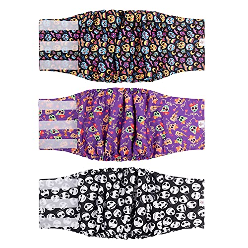 Image of CuteBone Halloween Male Dog Diapers Belly Bands 3 Pack for Male Dogs Wraps Washable Doggie Pants DM23XL