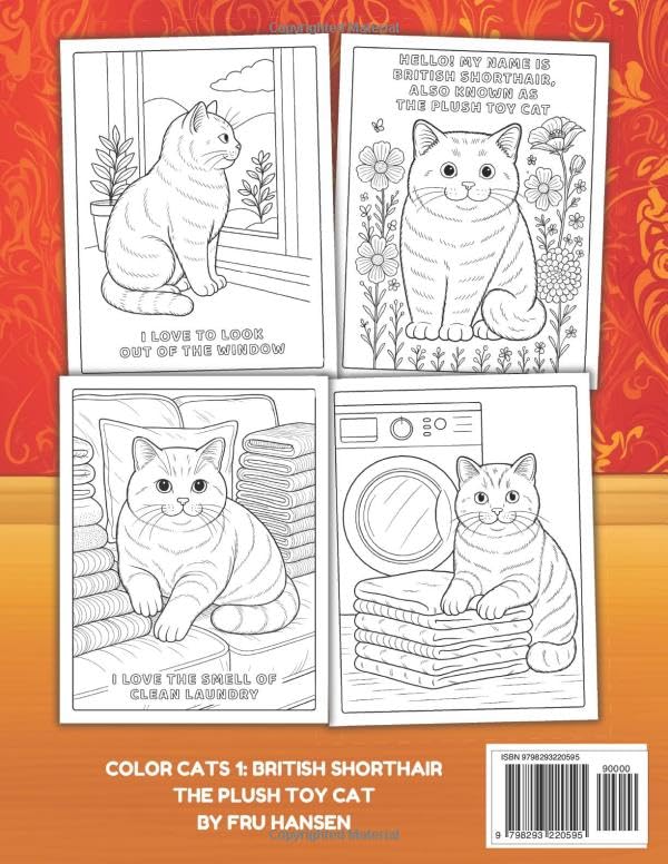 Color Cats 1: British Shorthair – The Plush Toy Cat: “Plush Toy” British Shorthair Scenes & Fun Facts to Color – Relaxing Single-Sided Pages for Kids & Cat Lovers image 3