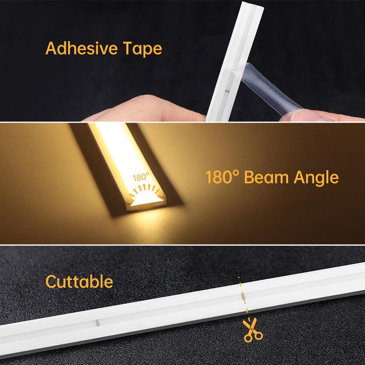 Tira LED COB 10m 24V regulable con fuente de alimentación Tira LED 280 LED/m 3000 K blanco cálido Compatible con Alexa Autoadhesiva Iluminación LED COB para armarios escaleras pasillos,4500k,10M