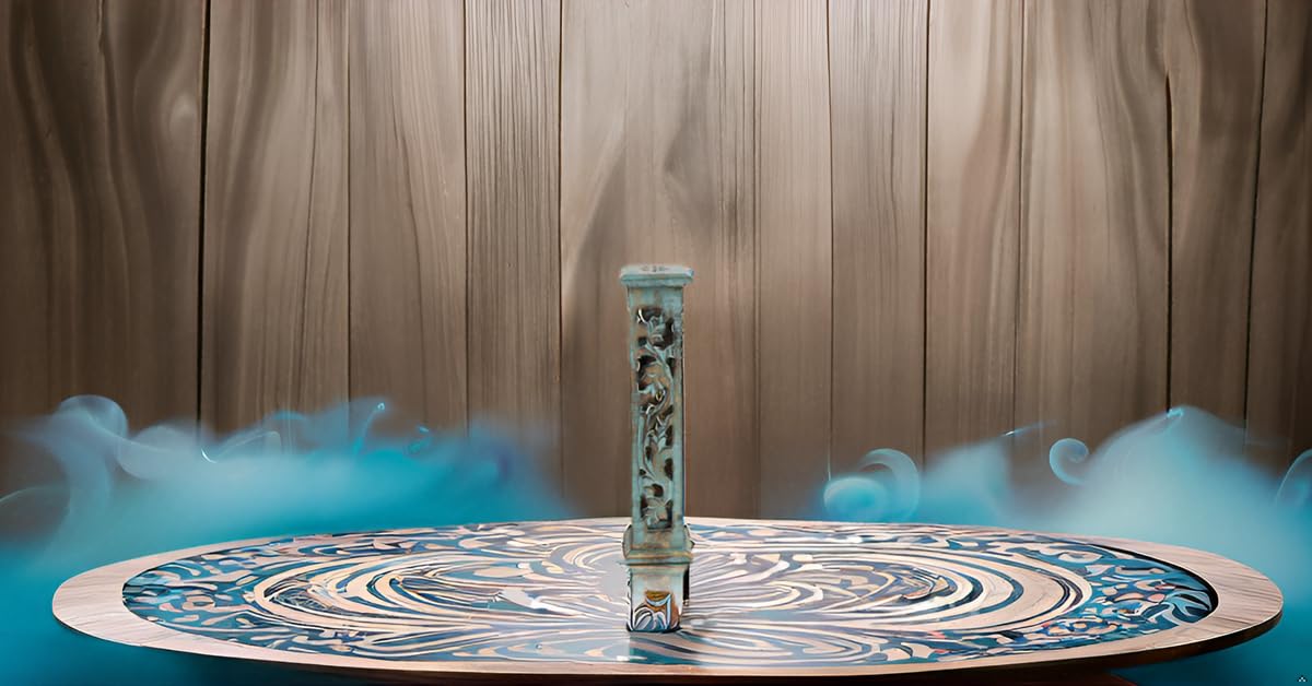 Großer Räucherstäbchenhalter Aus Mangoholz – Handgeschnitzt, Mit Kegel-Schlitz (blau)