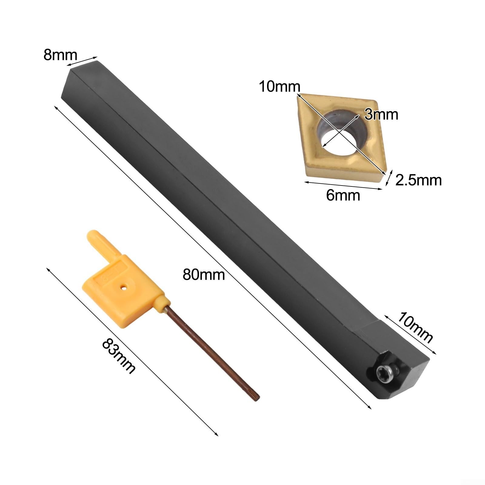 Per Tornio CNC Esterno Tornio Portautensili SCLCR0808H06 con 10Pcs CCMT060204 Inserti in Carburo, 8mm Shank Baring Bar Assembly per la lavorazione dell'acciaio