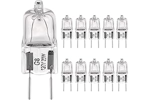 "JCD 20W G8 Base 120V Bi-Pin Halogen Capsule Bulbs T4 Clear" G8...
