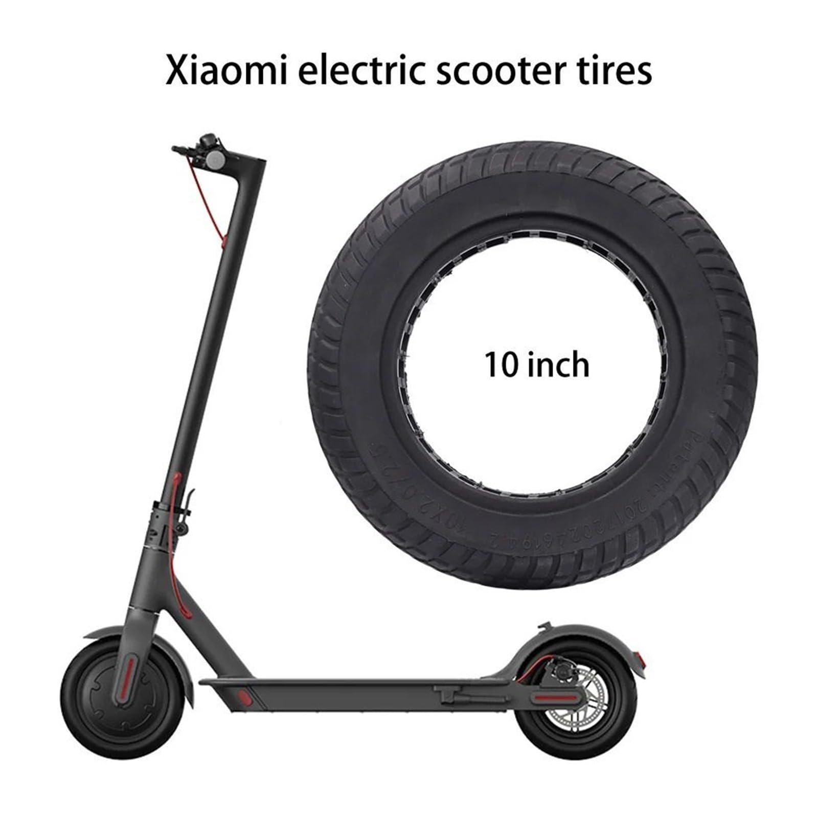 Neumático sólido for patinete eléctrico Xiaomi, M365 Pro Pro2 1S 10x2.0/2.5, amortiguador de panal, piezas sin cámara, goma 10 pulgadas rueda de scooter de goma maciza(2 pcs)