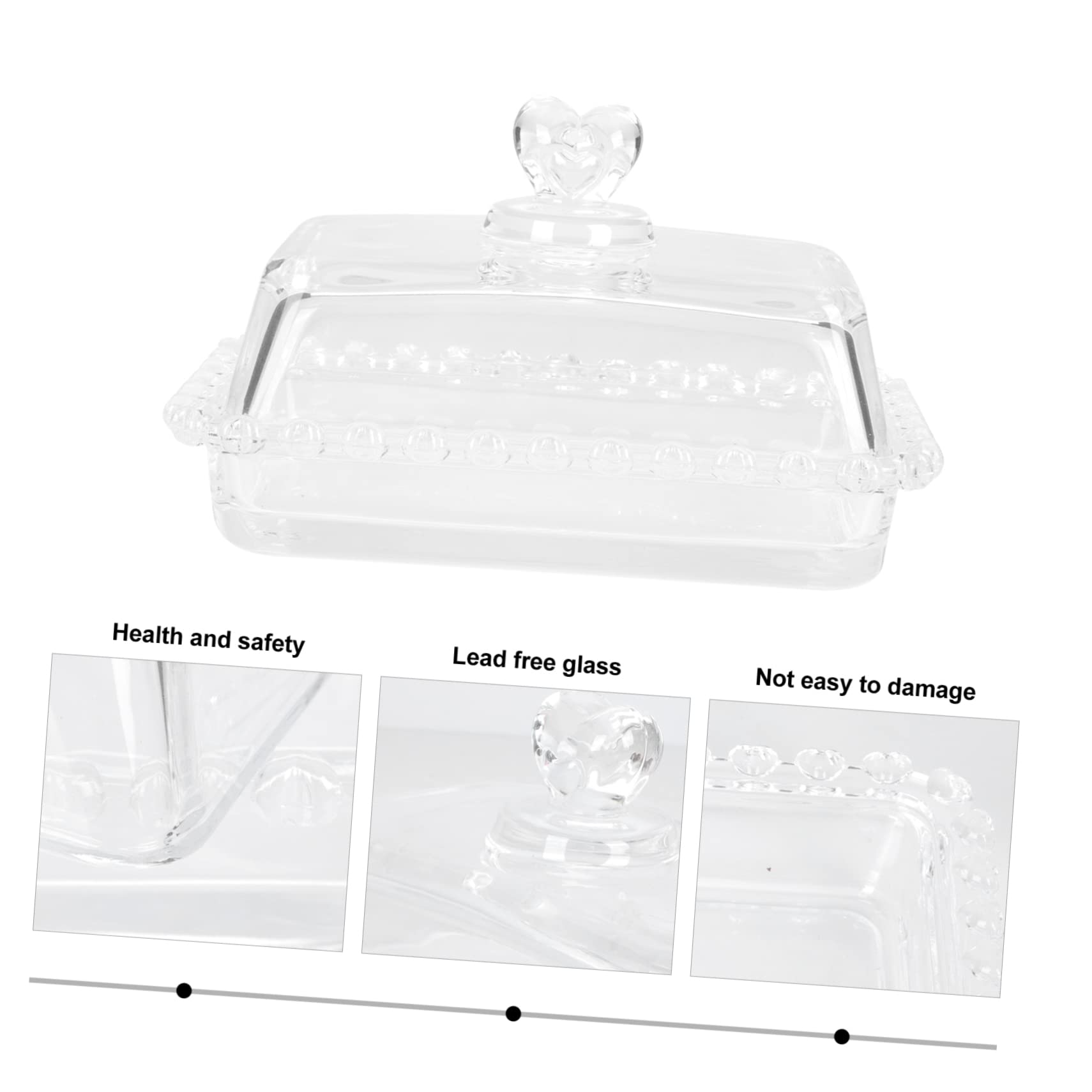 JECOMPRIS Large Glass Cake Storage Cake Serving Plate Butter Tray Lid Food Container