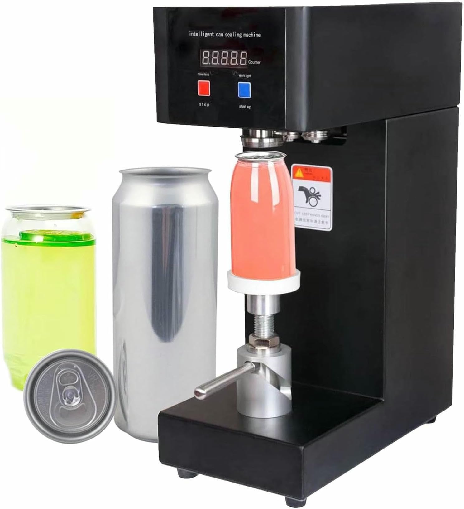Fhrka Black Automatic Can Sealing Machine, 180W Electric Cup Sealer Machine Sealing, Tin Can Seaming Closing Machine With Intelligent Control Panel ( 110V)