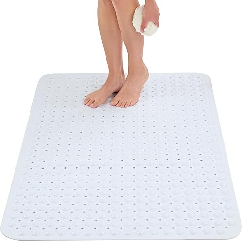 ENKOSI Tapete de ducha extra grande antideslizante – 47 x 32 pulgadas – Tapete de ducha de baño XL – Tapetes de ducha grandes para suelos de ducha –