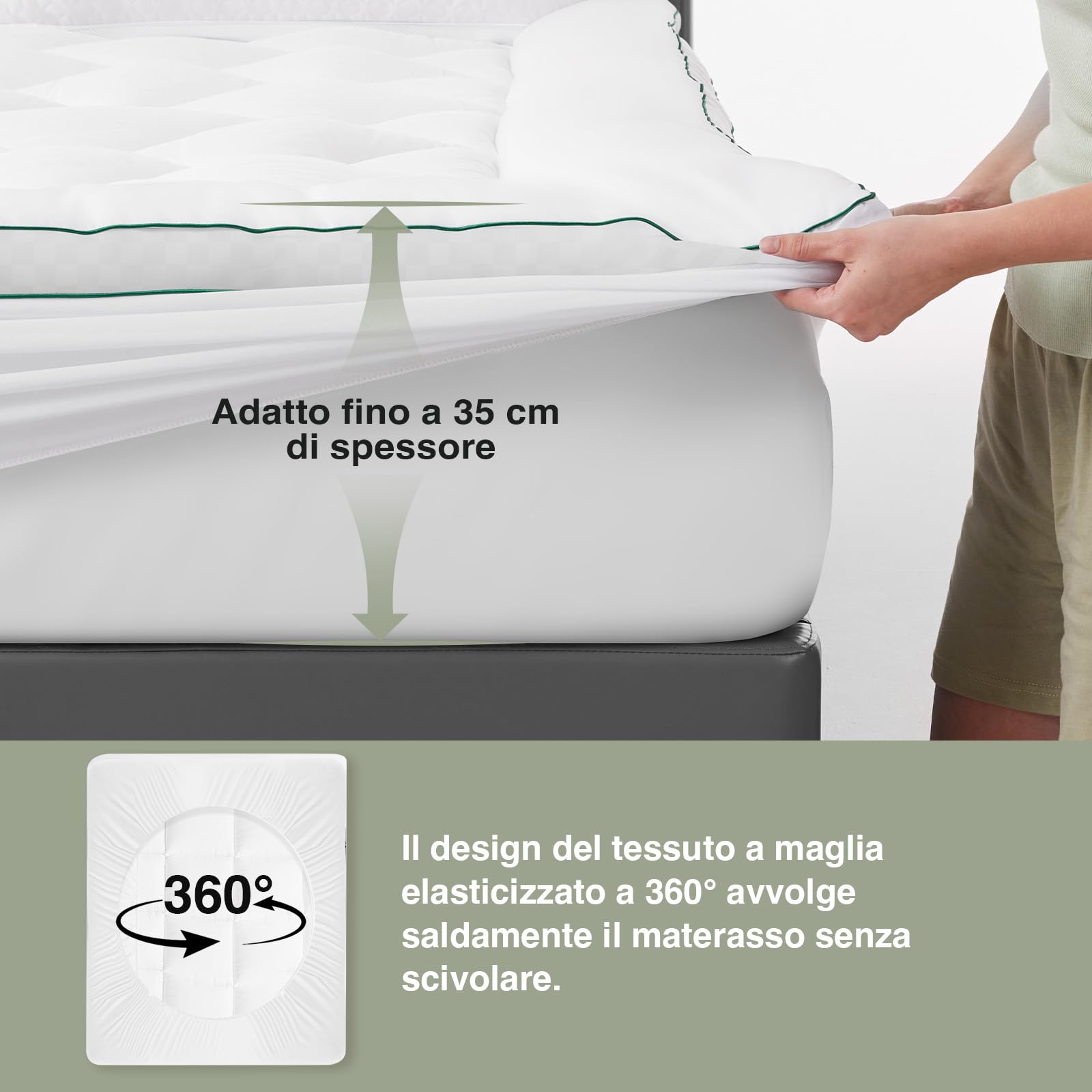 Novilla Topper Materasso 120x190 - Correttore Comfort Premium con Imbottitura Ultra-Soffice, Topper Nuvola Traspirante con Fascia Elastica a 360°, Effetto Piuma, Bianco Luxury