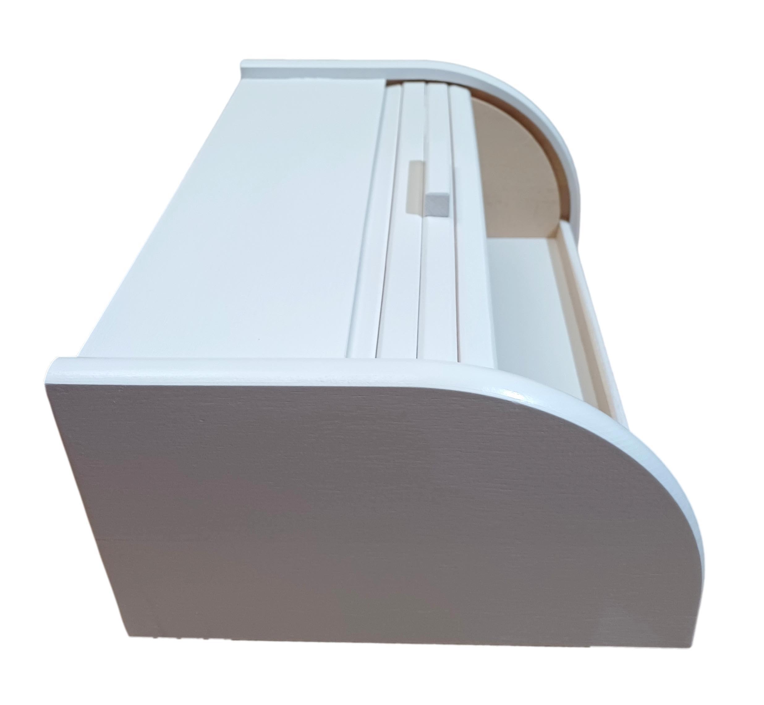 Panera de madera con tapa corredera de madera densa - Grande - BLANCO