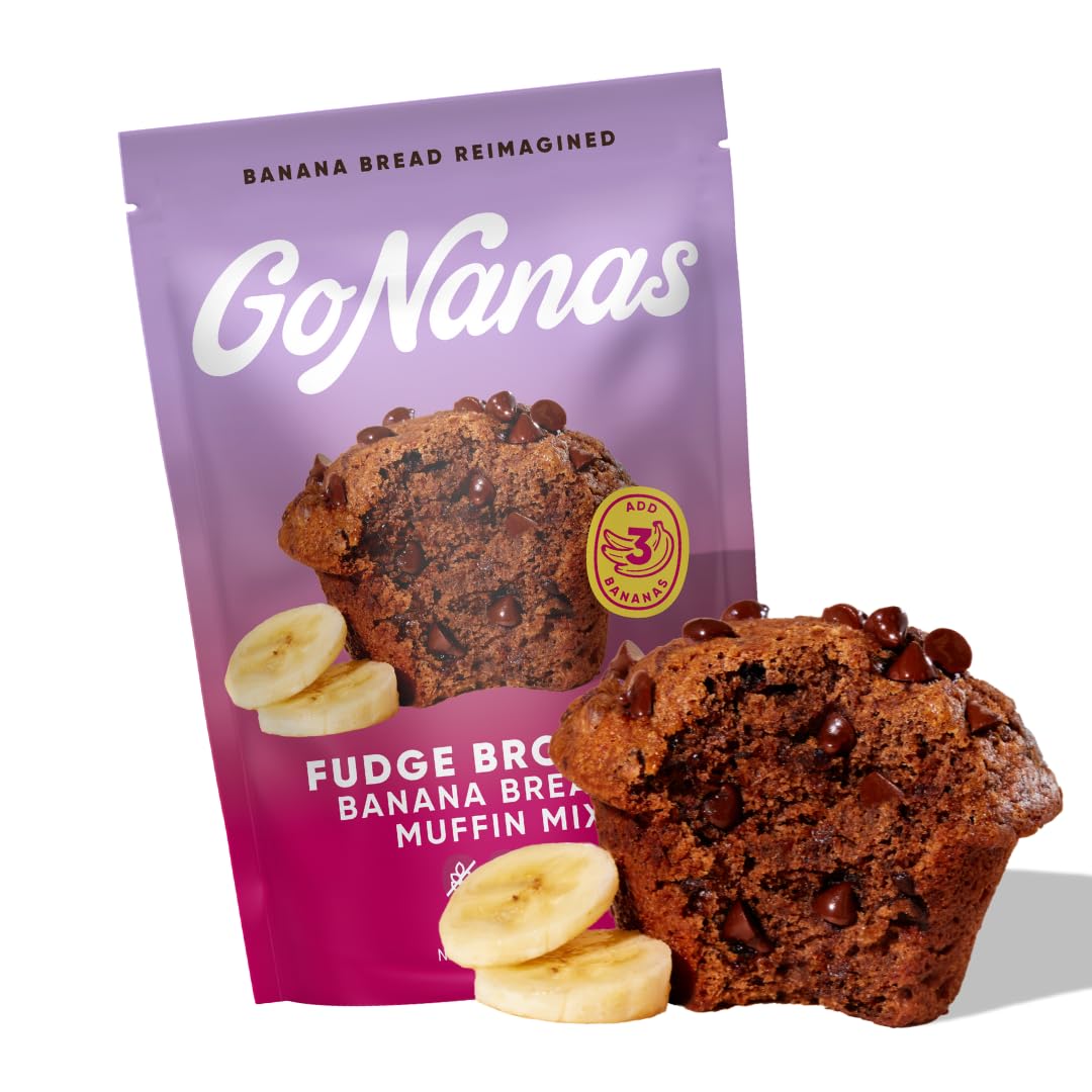 GoNanas Fudge Brownie Banana Bread Mix, Vegan, Gluten Free Healthy Snacks. Oat Flour Banana Bread or Muffin Mix. Women Owned, US Ingredients, Dairy Free, Nut Free, Delicious Vegan Snacks (1 Pack)
