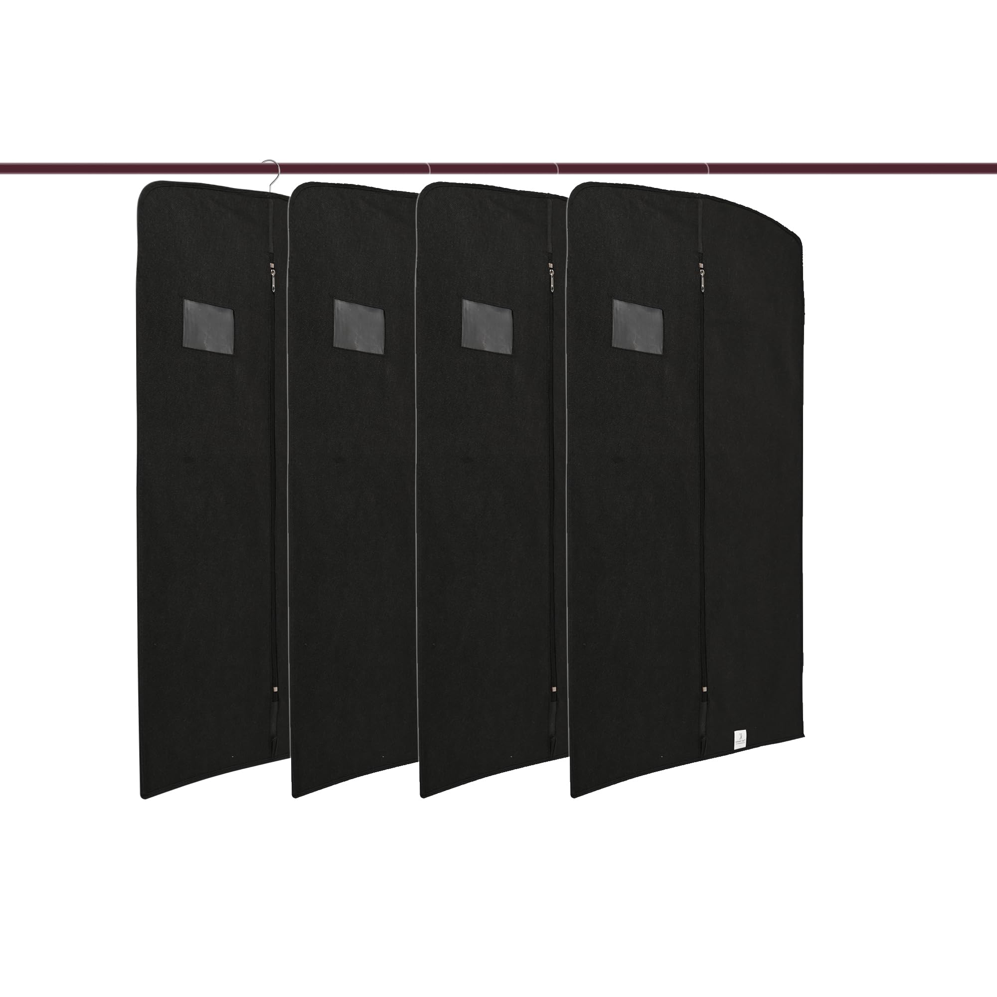 Kuber Industries Paquete de 4 fundas para blazer | Fundas de traje con cremallera para mujeres y hombres | Bolsa de abrigo a prueba de polvo para ropa, chaqueta | Cubierta lisa | Negro