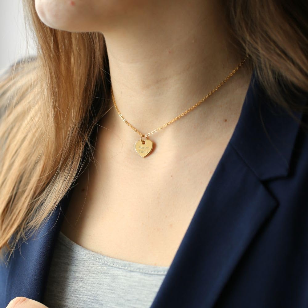 Goldkette mit Herz Anhänger & Gravur Halskette Gold Namen Schmuck Namenskette Herzkette Silberschmuck personalisiert