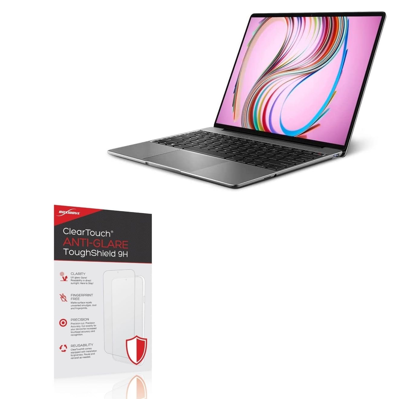 BoxWave Screen Protector Compatible With Chuwi GemiBook - ClearTouch Anti-Glare ToughShield 9H (2-Pack), Anti-Glare 9H Tough Flexible Film Screen Protector