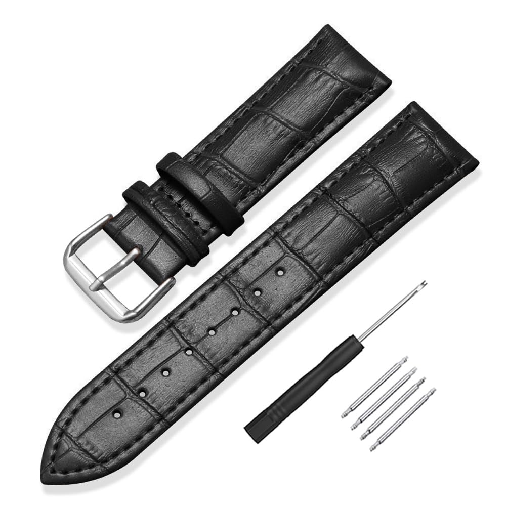 SZYXMY Krokodilmuster Lederarmband Ersatzarmband aus Kalbsleder mit Edelstahl-Schließe Echtleder Armband – 12/14/16/18/20/22/24 mm Uhrenarmband Unisex für Damen und Herren