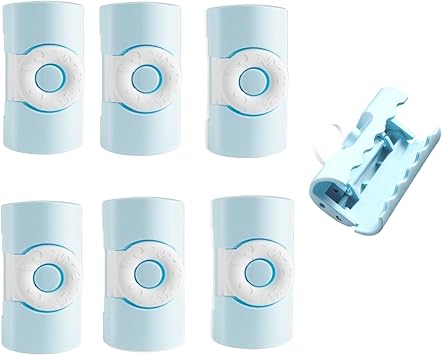 Cylindrical Bed Sheet Grippers, Adjustable Needle-Free Sheet Fasteners That Hold Slip and Fall Out Bedding Accessories for Most Mattresses,There is a donut like clasp,Food Bag Sealing Clips Blue