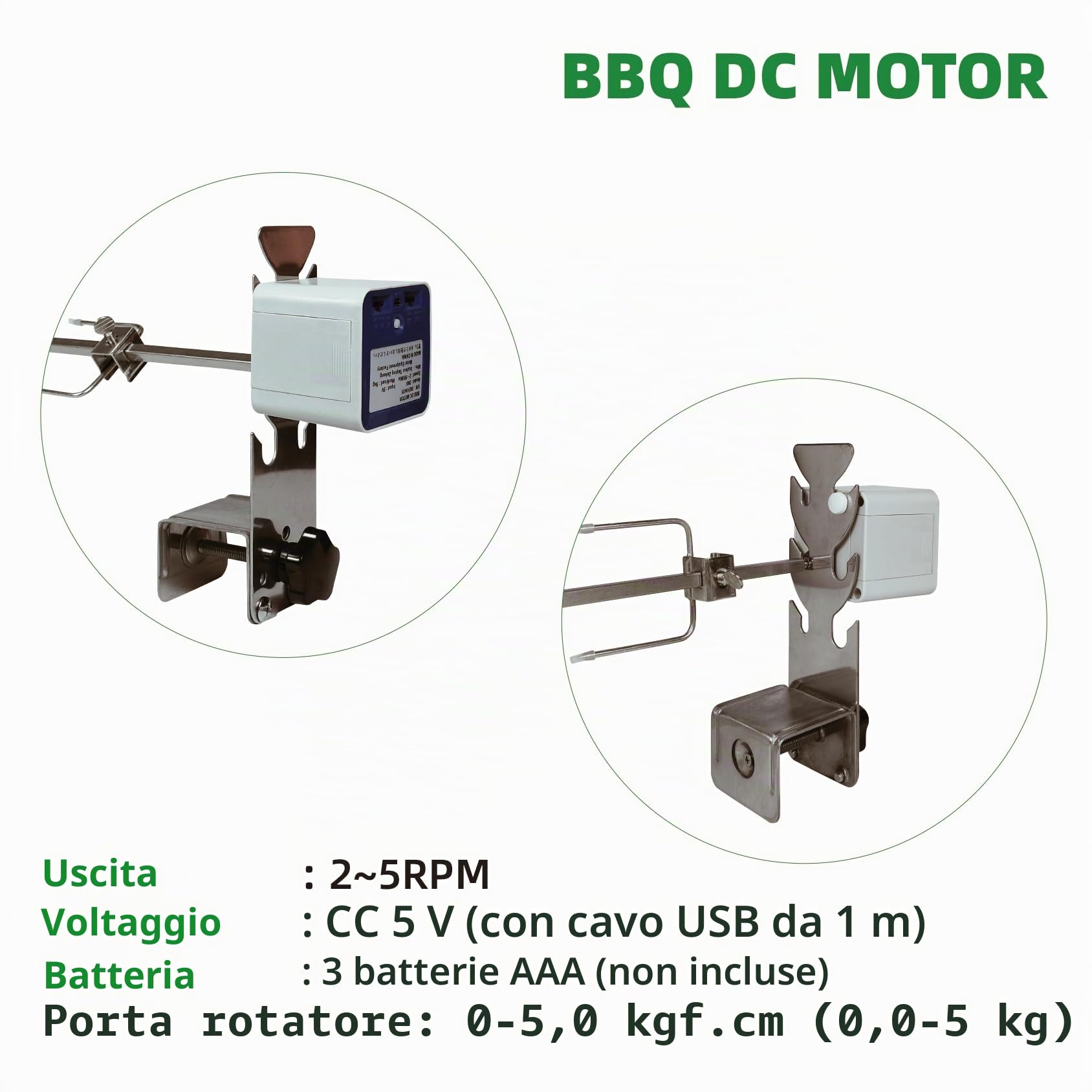 Kit girarrosto Sostituzione Universale 5078a Installazione Rapida Portatile Spiedo Grill Campeggio All'aperto Barbecue Tre Altezze Lunghezza Regolabile Strumento di Cottura Accessori per Girarrosto